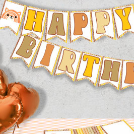 Boho Rainbow Woodland Fox Retro Gelukkige Verjaard Vlaggetjes