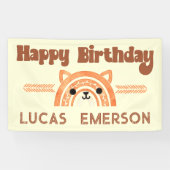 Boho Rainbow Woodland Fox Verjaardagsfeestje Welko Spandoek (Horizontaal)