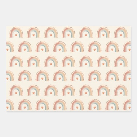 Boho Rainbow Wrapping Paper – Aardneutraal water (Voorkant)