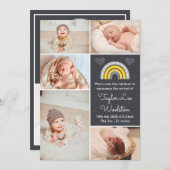 Boho Rainbow Yellow en Gray Birth Announement Aankondiging (Voorkant / Achterkant)