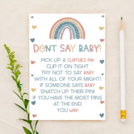 Boho Rainbow zeg geen Baby! Baby shower game