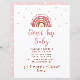 Boho Rainbow Zeg geen Baby shower Game