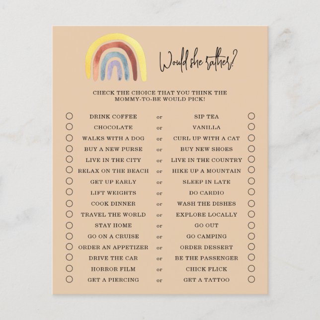 Boho Rainbow zou ze een Baby shower spelen (Voorkant)