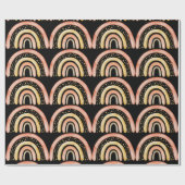 Boho Rainbow Zwart, Roze en Gele Meisjes Cadeaupapier (Vlak)