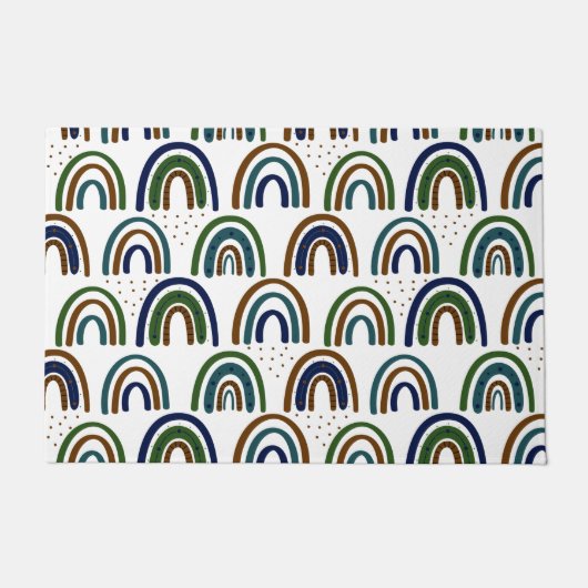 Boho Rainbows Blue Green en Brown Deurmat (Voorkant)