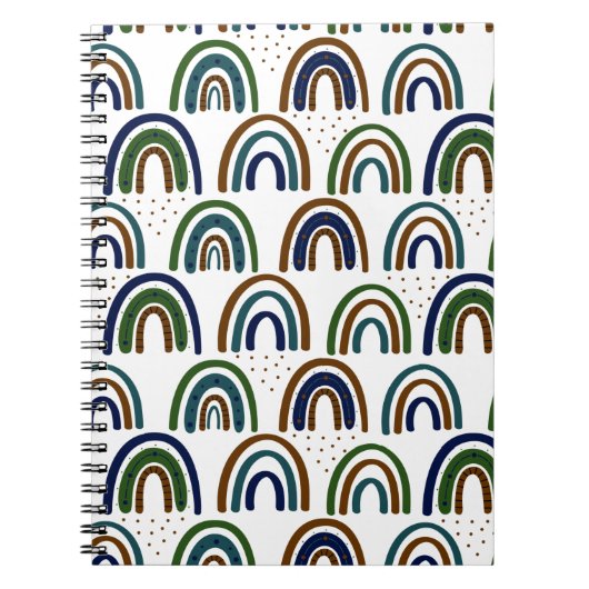 Boho Rainbows Blue Green en Brown Notitieboek (Voorkant)