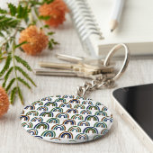 Boho Rainbows Blue Green en Brown Sleutelhanger (Zijkant)