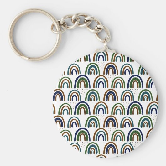 Boho Rainbows Blue Green en Brown Sleutelhanger (Voorkant)