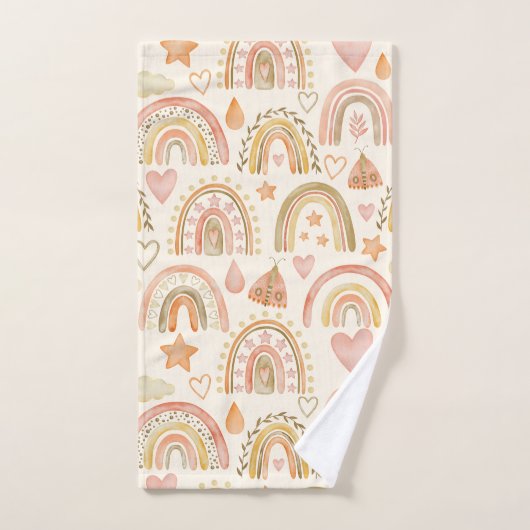 Boho Rainbows Earthy Terracotta Bath Towels Set Bad Handdoek (Handdoek)