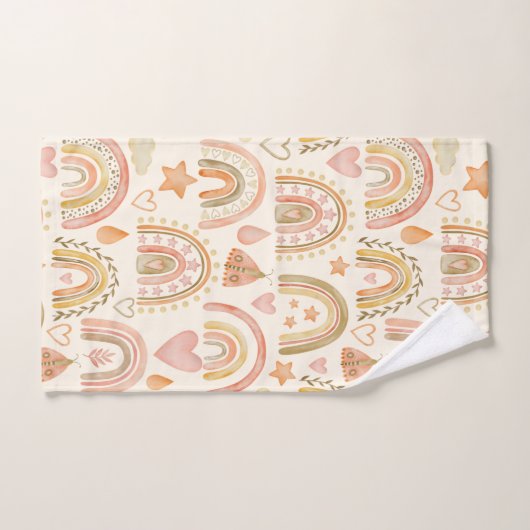 Boho Rainbows Earthy Terracotta Bath Towels Set Bad Handdoek (Handdoek)