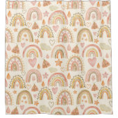 Boho Rainbows Earthy Terracotta Shower Curtain Douchegordijn (Voorkant)