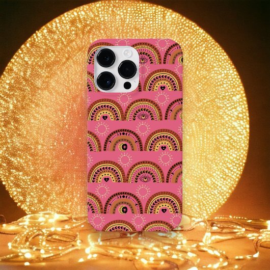Boho Rainbows Mystical Eye Pink Gold Design Case-Mate iPhone Case
