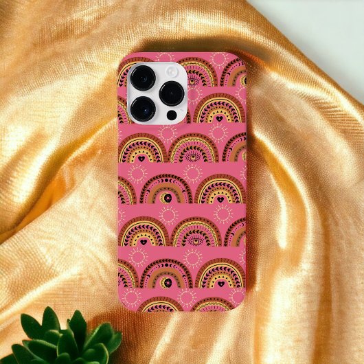 Boho Rainbows Mystical Eye Pink Gold Design Case-Mate iPhone Case