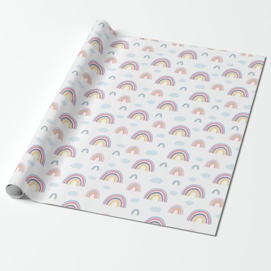 Boho Rainbows Pink Blue  Cadeaupapier (Uitgerold)