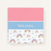 Boho Rainbows Pink Blue Jouw naam Typografie Notitieboek (Voorkant)