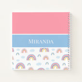 Boho Rainbows Pink Blue Jouw naam Typografie Notitieboek (Achterkant)
