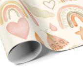 Boho Rainbows Warm Earthy Waterverf Patroon Cadeaupapier (Rol Hoek)