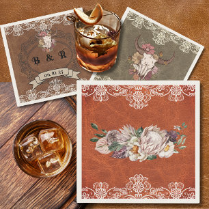 Boho Ranch Bloemen Trouwpapier Cocktail Servet