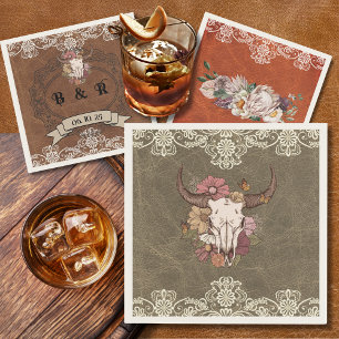 Boho Ranch Bloemenstier Schedel Papier Cocktail Se Servet