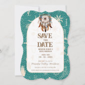 Boho Ranch bruiloft Turquoise foto Sla de datum op Save The Date (Voorkant)