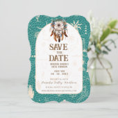 Boho Ranch bruiloft Turquoise foto Sla de datum op Save The Date (Staand voorkant)