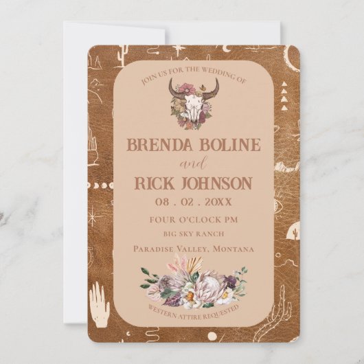Boho Ranch Desert Tan foto bruiloft uitnodiging (Voorkant)