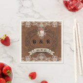 Boho Ranch Trouwmonogram Papier Cocktail Servet (Insitu)