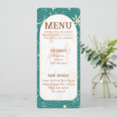 Boho Ranch Turquoise bruiloft platte menu (Staand voorkant)