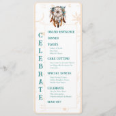 Boho Ranch Turquoise bruiloft platte menu (Achterkant)