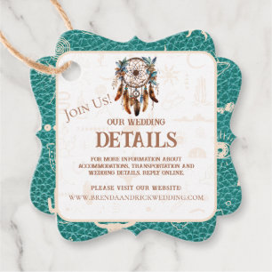 Boho Ranch Wild West Faux leer Turquoise Detail Bedankjes Labels