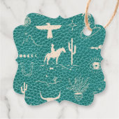 Boho Ranch Wild West Faux leer Turquoise Detail Bedankjes Labels (Achterkant)