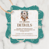 Boho Ranch Wild West Faux leer Turquoise Detail Bedankjes Labels (Voorkant)