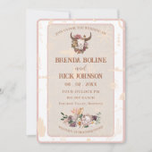 Boho Ranch Witte Lederen Foto Huwelijksuitnodiging Kaart (Voorkant)