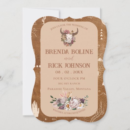 Boho Ranch woestijn Tan bruiloft uitnodiging (Voorkant)