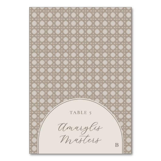 Boho Rattan Bamboo Cane Wedding Place Cards Kaart (Voorkant)