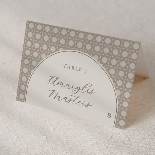 Boho Rattan Bamboo Cane Wedding Place Cards Kaart