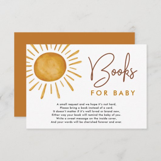 Boho Ray of Sunshine Boeken voor Baby Informatiekaartje (Voorkant / Achterkant)