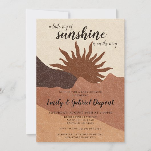 Boho Ray van Sunshine Baby shower Invitation Kaart (Voorkant)