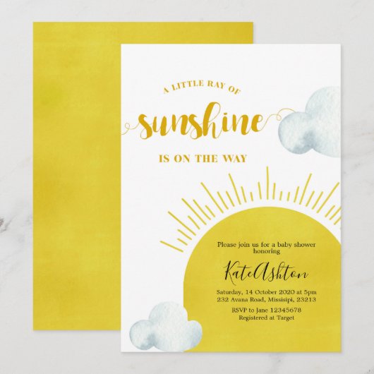 Boho Ray van Sunshine Baby shower Invitation Kaart (Voorkant / Achterkant)