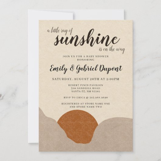 Boho Ray van Sunshine Baby shower Invitation Kaart (Voorkant)