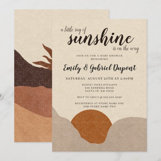 Boho Ray van Sunshine Baby shower Invitation Kaart (Voorkant / Achterkant)
