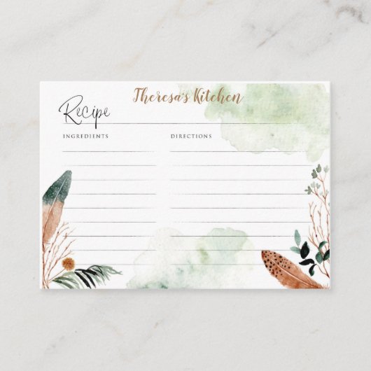 Boho Recipe Card voor Vrijgezellenfeest Informatiekaartje (Voorkant)