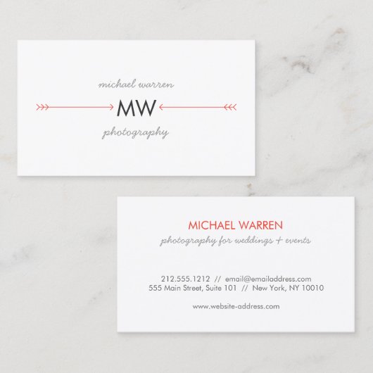 Boho Red Arrows Monogram Logo Visitekaartje (Voorkant / Achterkant)