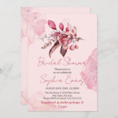 Boho Red Berries en Greenery Pink Vrijgezellenfees Kaart (Voorkant / Achterkant)