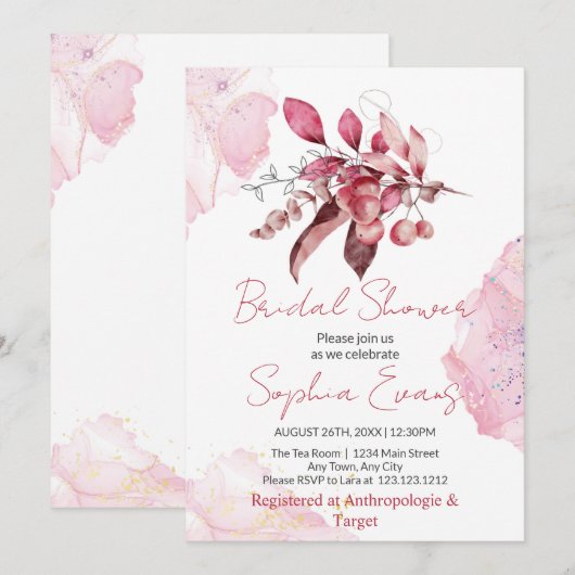 Boho Red Berries en Greenery White Vrijgezellenfee Kaart (Voorkant / Achterkant)