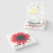 Boho Red Black Zonnebloem gepersonaliseerd Stenen Onderzetter (Zijkant)