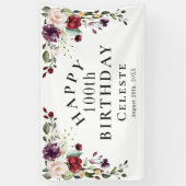 Boho Red Blush en het Paarse 100ste verjaardagsfee Spandoek (Verticaal)