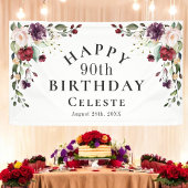 Boho Red Blush en Paarse 90ste verjaardagsfeestje Spandoek