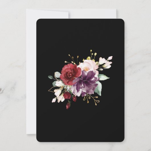 Boho Red Blush en Paarse Bloemen 60e Verjaardag Kaart (Achterkant)