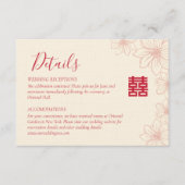 Boho red en beige floral Chinese bruiloft details Informatiekaartje (Voorkant)